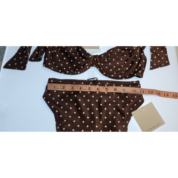 SAME NWT Los Angeles Brown Polka Dot Bikini Set - Picture 10 of 13